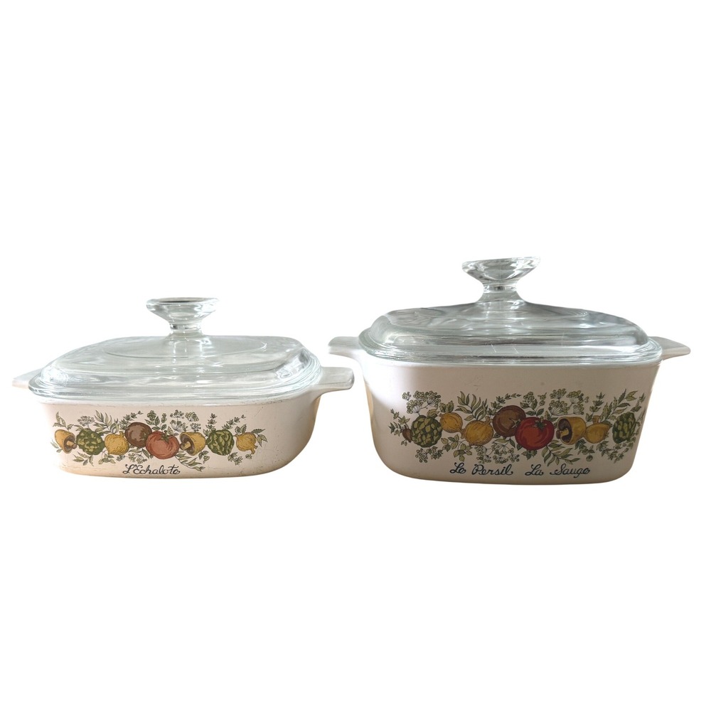 Vintage Corning Ware Spice O' Life Casserole Dish Set L'Echalote Le Persil 4pc